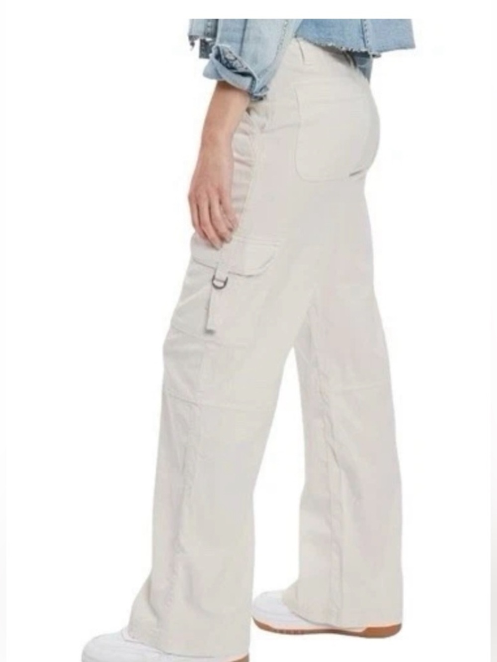 American Eagle Outfitters Cream Cargo Pants with Side Tie Pockets